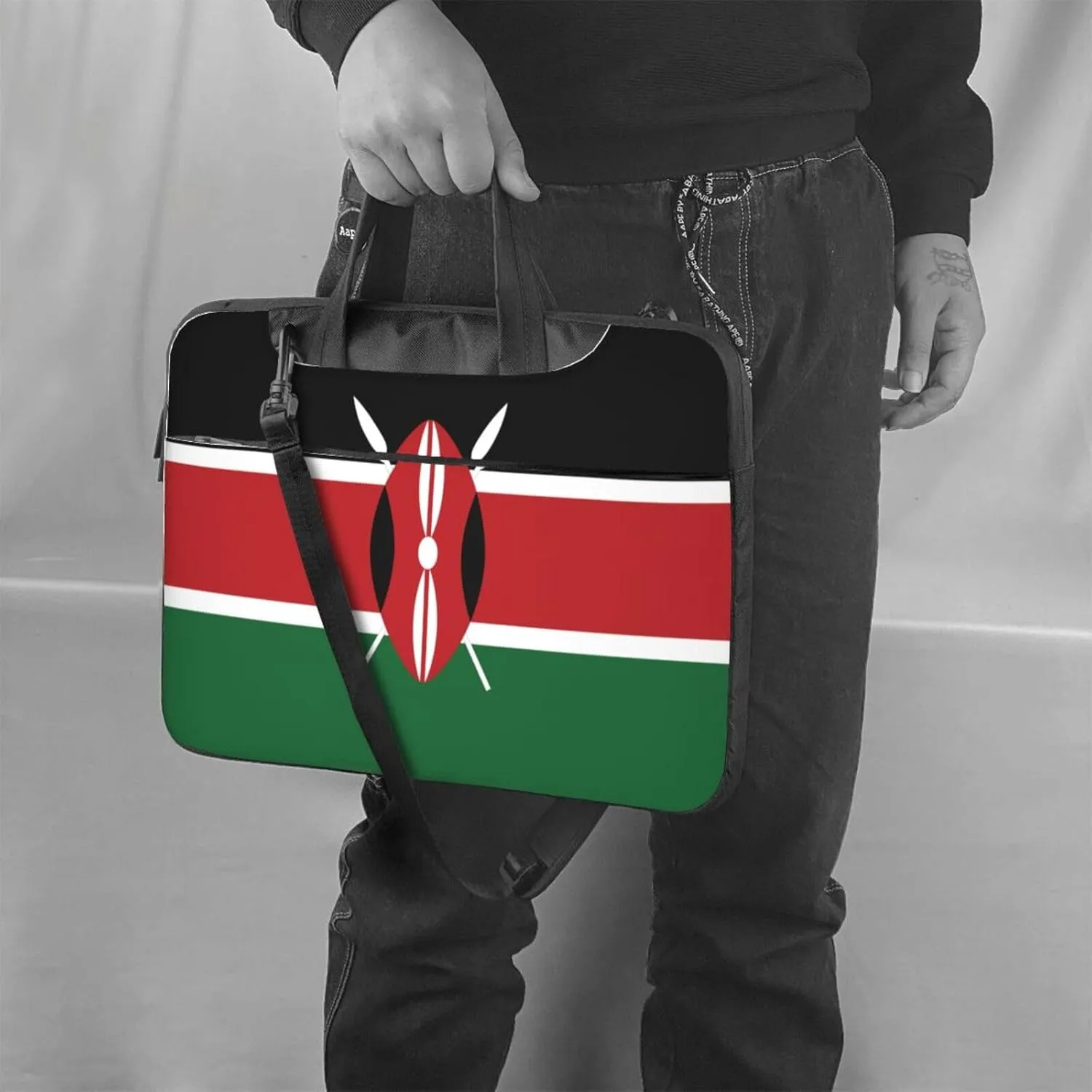 Flag of Kenya Print Trendy Oxford Cloth Laptop Bag - Versatile Laptop Case,Messenger Bag, Shoulder Bag
