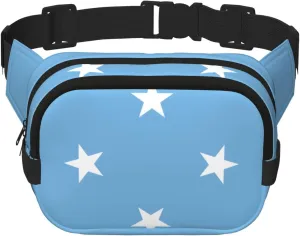 Flag of Micronesia Printed sports waist bag, large capacity storage messenger bag, unisex travel sports essential