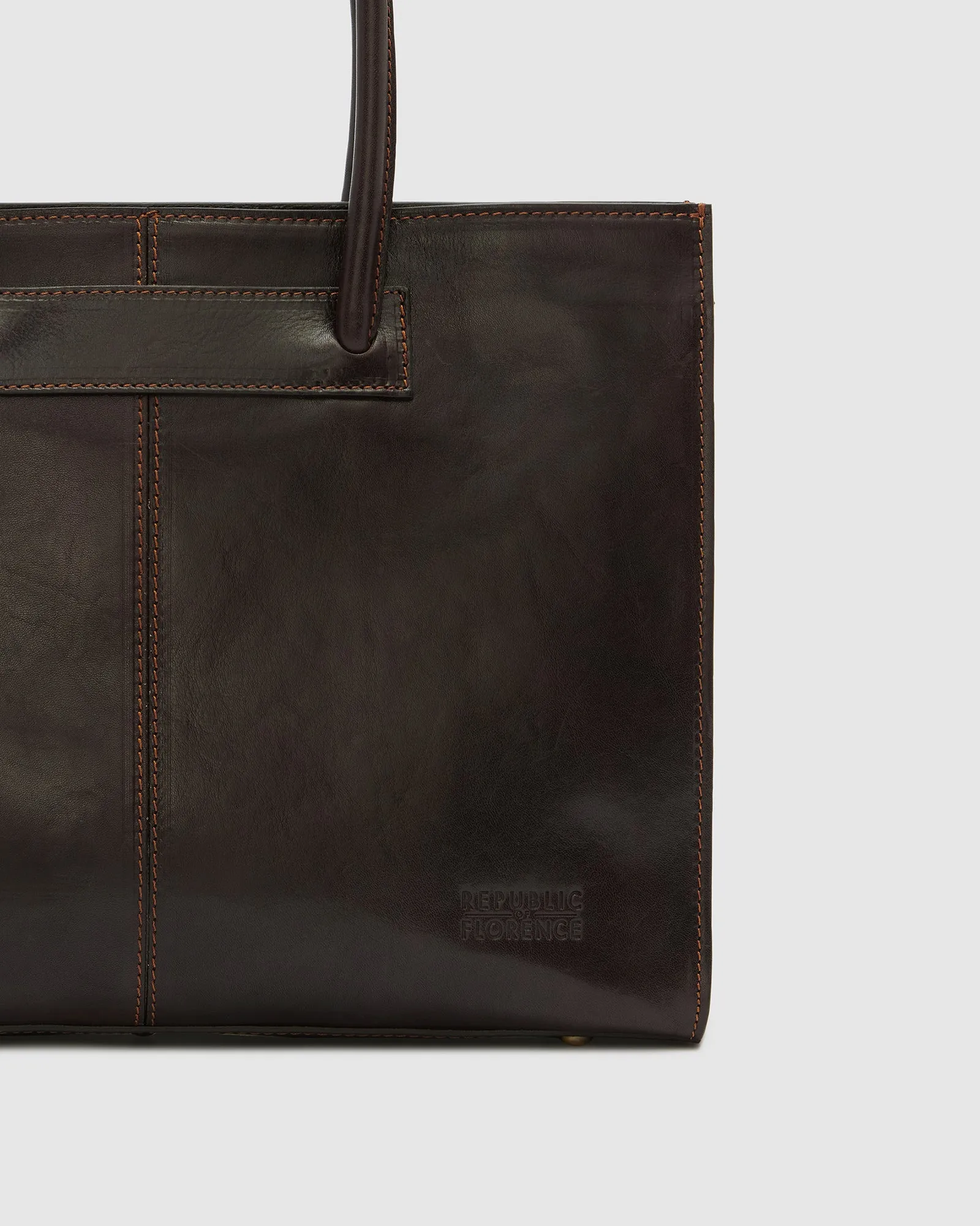 Florence Chocolate - Leather Tote Work Bag