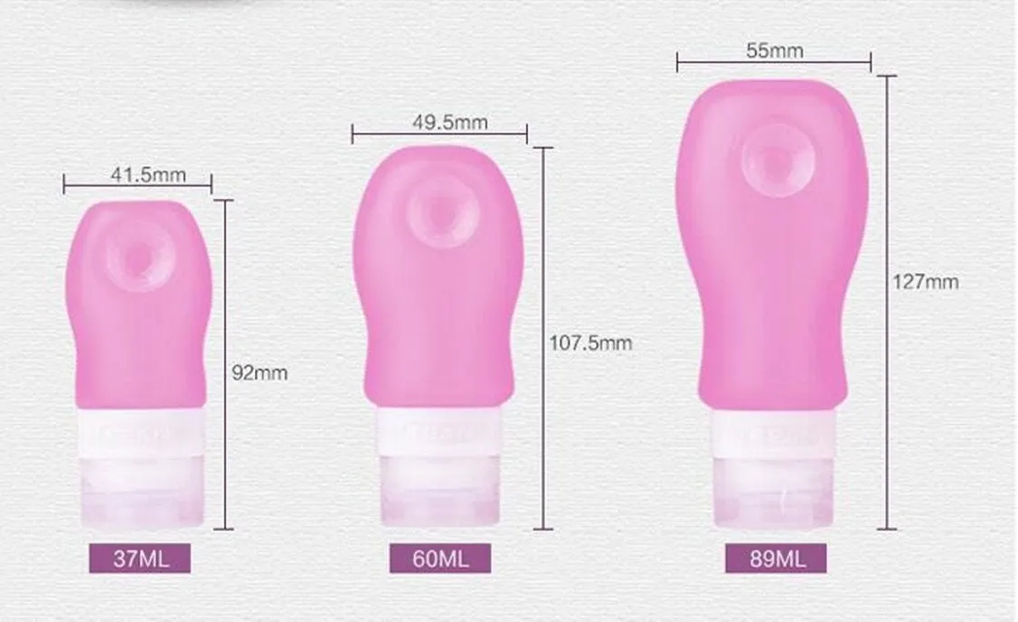 FNSHIP 4 Pack Sucker type Portable Food Grade Squeeze Silicone Liquid Travel Bottles TSA Approved For Shampoo, Conditioner, Lotion, Toiletries, Food condiment(1OZ,White Blue Green Pink)