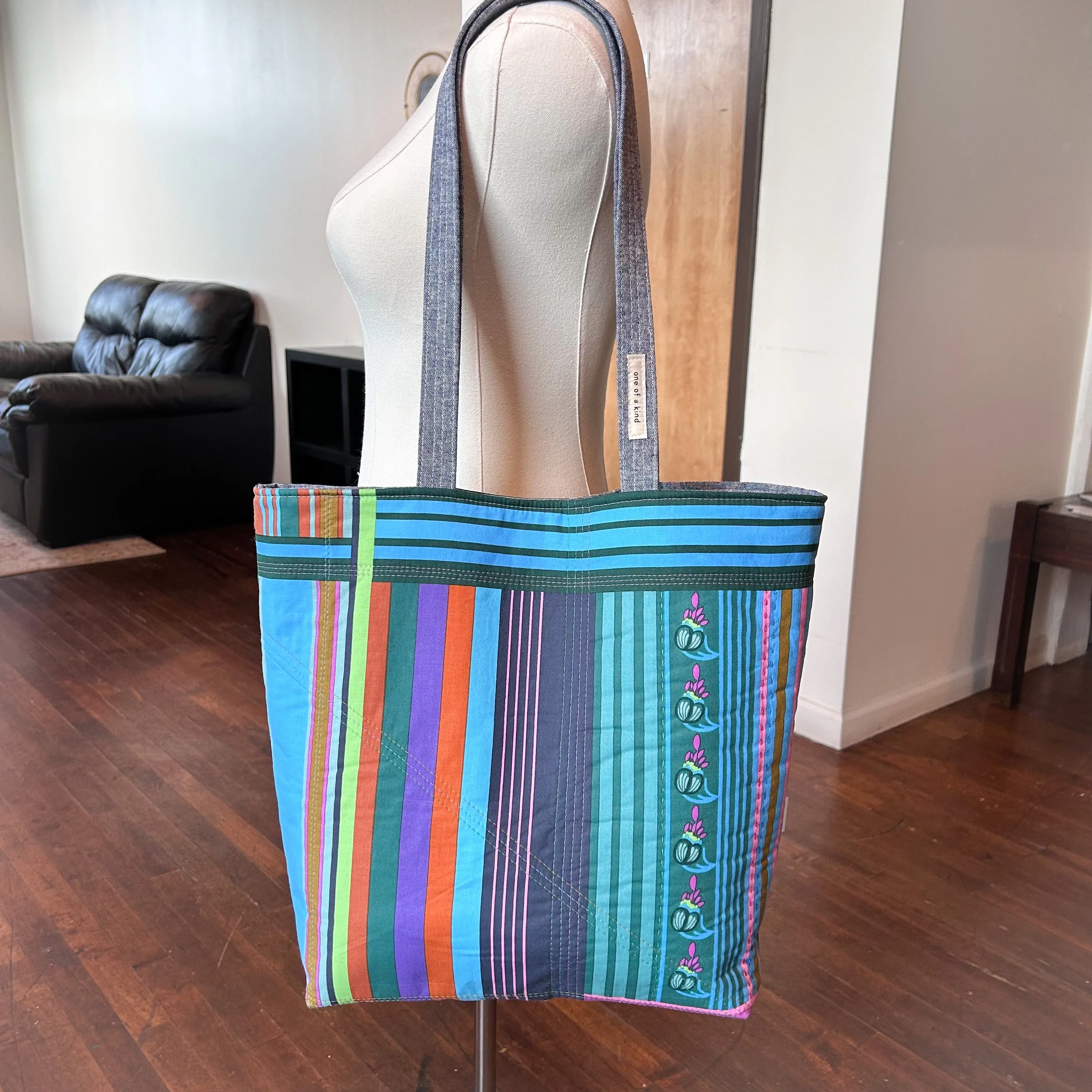 Forest Rhythm Hand Quilted Tote