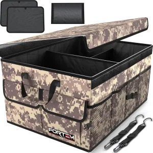 FORTEM Car Trunk Organizer, Collapsible Multi Compartment SUV Organizer, Foldable Storage for Car Accessories for Women Men, 600D Oxford, Non Slip Bottom, Securing Straps, Soft Cover (50L)