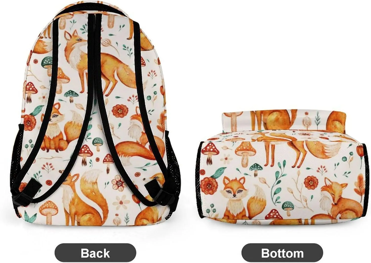 Fox Backpack for Kids Girls Boys School, 16 Inches Cute Foxes Theme Bookbag, Adjustable, Lightweight, Large Capacity, Colorful Daily Casual Animal Backpacks