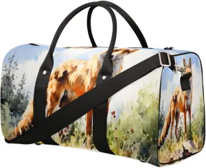 Fox Print Travel Duffel Bag for Women Men Waterproof Foldable Overnight Weekender Bag Large Capacity Sports Gym Bag