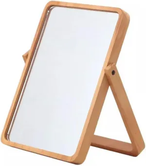 FRCOLOR Magnifying Desktop Makeup Mirror Wooden Frame Tabletop Stylish Elegant Perfect for Women Personal Mirror for Daily Use