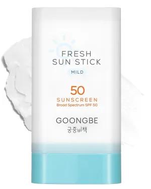 Fresh Sun Stick Mild SPF 50 - No White Cast Zinc Oxide Mineral Sunscreen Stick Balm - Non Greasy Soft Matte Finish - Travel Friendly for Babies, Kids & Adults - Vegan, Reef-Safe, 0.49oz.