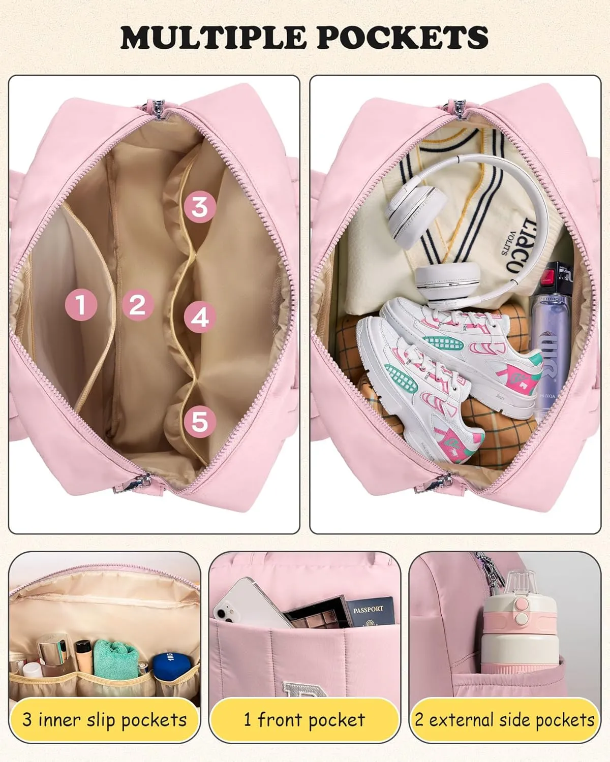Friend Birthday Women Gift, Initial Duffel Bag, Personalized Woman Weekender Bag, Monogram Overnight Bag for Her, Girls Travel Bag with Makeup Bag, Friend Graduation Gift (Letter K)