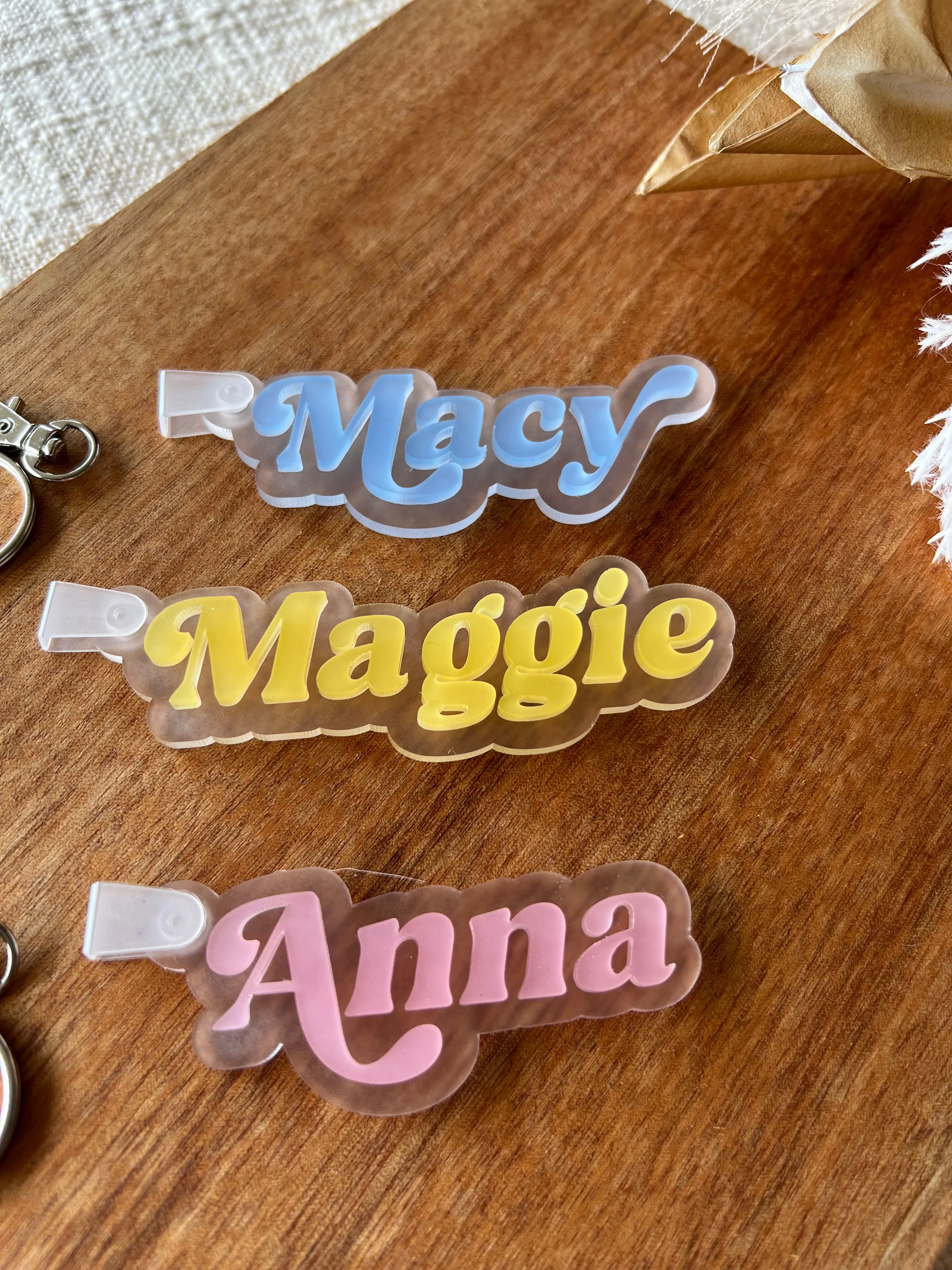 Frosted Acrylic Name Bag Tag | Keychain