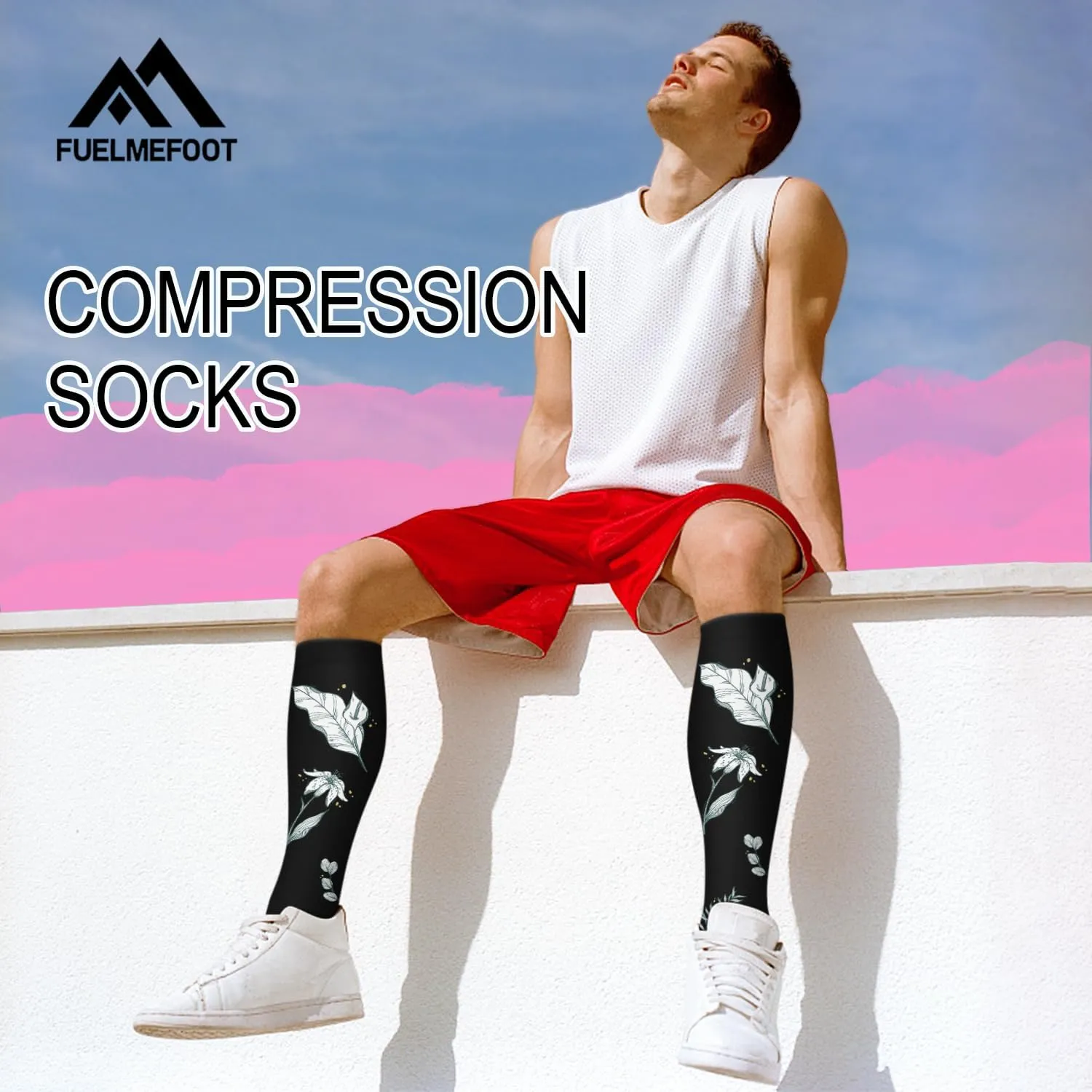 FuelMeFoot 6 Pairs Compression Socks for Women & Men 15-20mmHg Graduated Support Knee High Socks for Nurses, Travel, Athletic