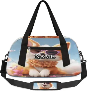 Fun Fox Sunglasses Garland Personalized Kids Duffel Bag Custom Gym Sports Duffle Bag Teen Travel Gymnastic Weekender Overnighter Bag Carry on Toe Bag for Boys & Girls