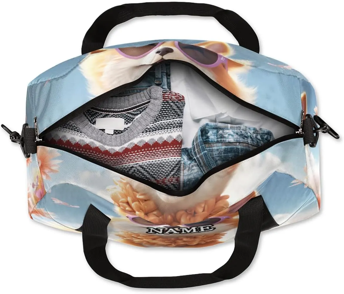 Fun Fox Sunglasses Garland Personalized Kids Duffel Bag Custom Gym Sports Duffle Bag Teen Travel Gymnastic Weekender Overnighter Bag Carry on Toe Bag for Boys & Girls