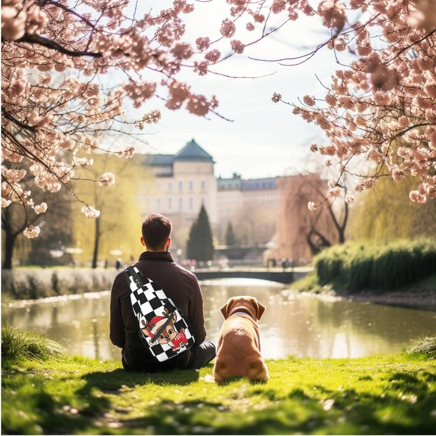 Funny Elk Crossbody Sling Bag Adjustable Holiday Pattern With Christmas Candies Chest Bag Shoulder Bag Backpack