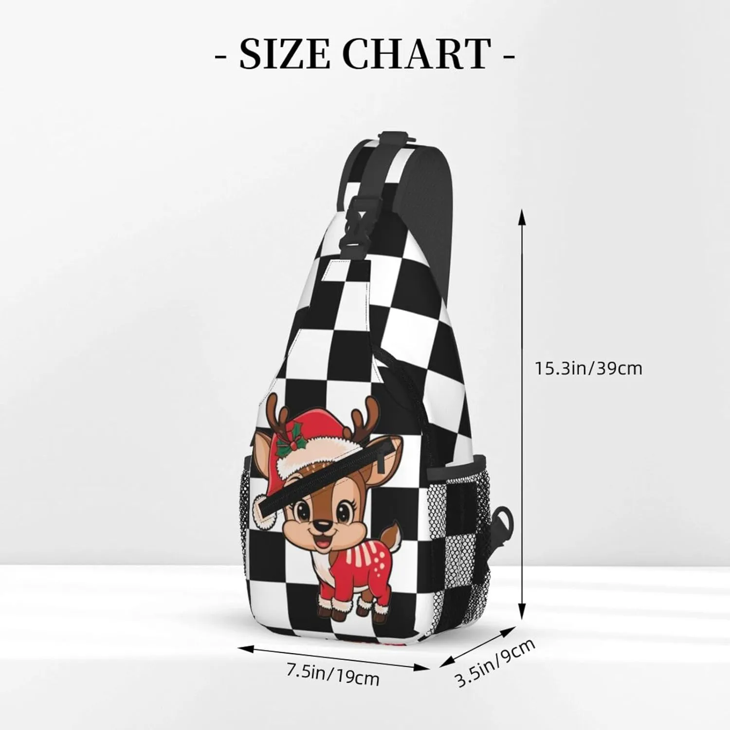Funny Elk Crossbody Sling Bag Adjustable Holiday Pattern With Christmas Candies Chest Bag Shoulder Bag Backpack