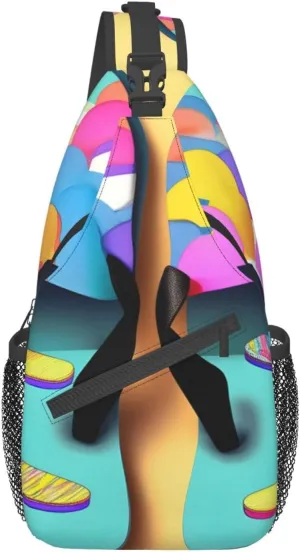 Funny Tennis Racquets And Tennis Balls Unisex Crossbody Backpack Travel Hiking Casual Chest Bags Lightweight Fashion