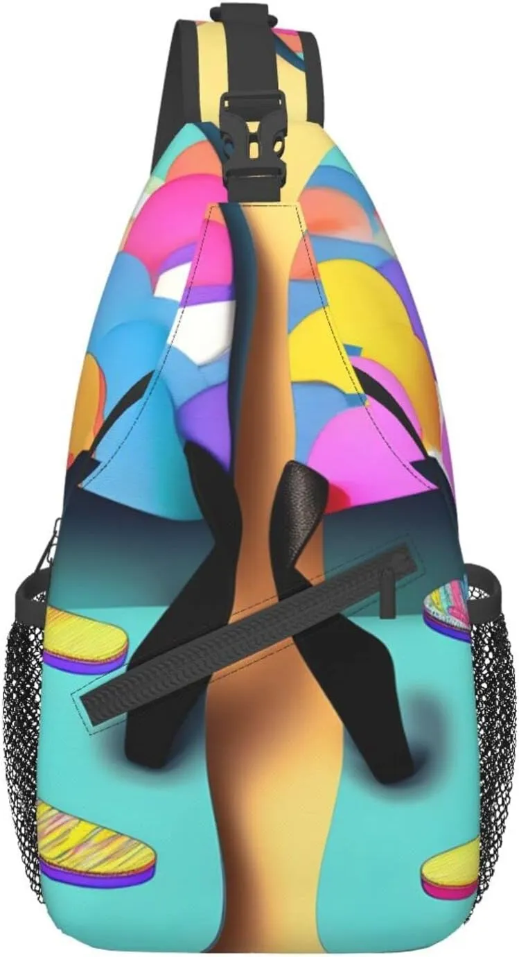 Funny Tennis Racquets And Tennis Balls Unisex Crossbody Backpack Travel Hiking Casual Chest Bags Lightweight Fashion