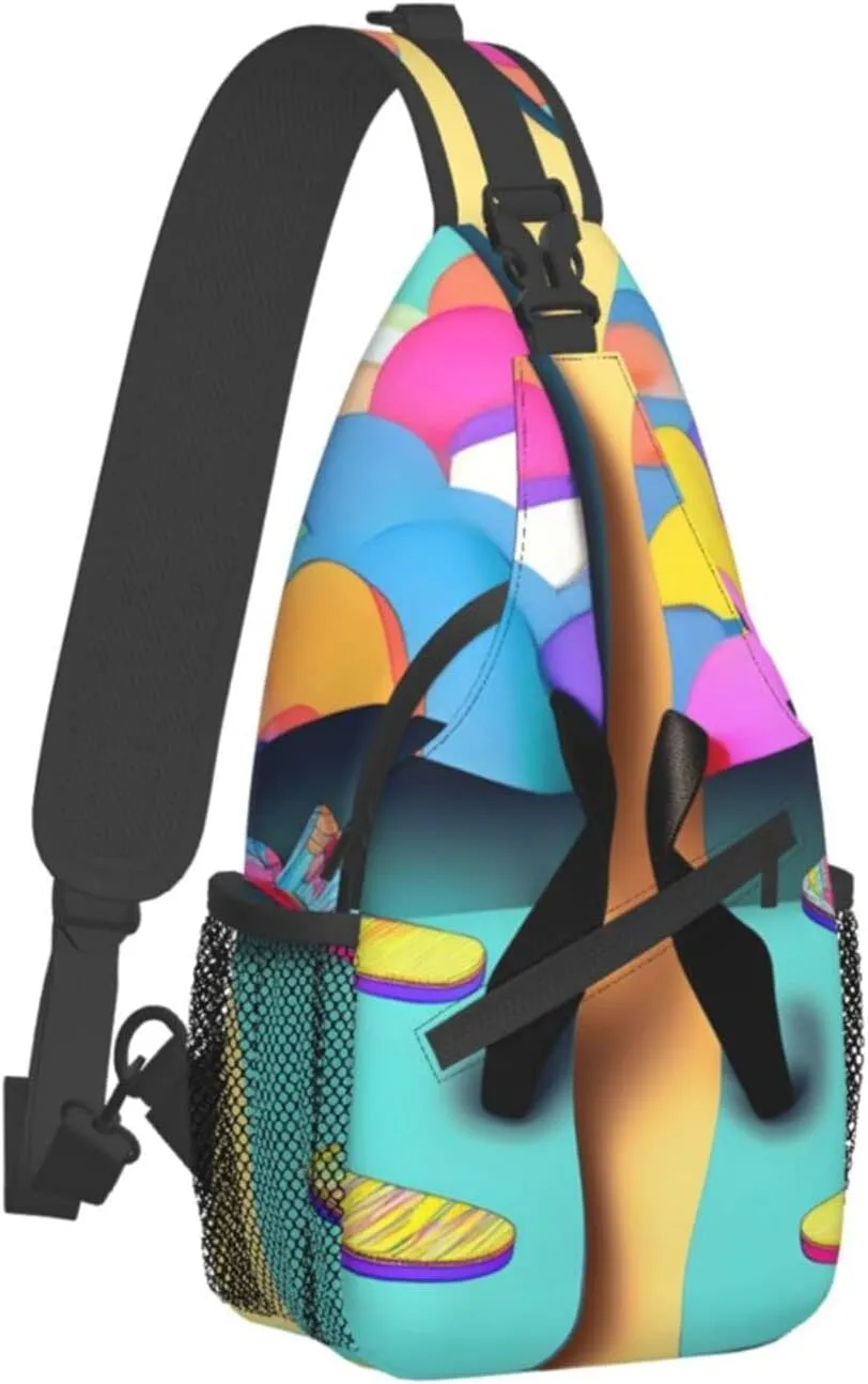 Funny Tennis Racquets And Tennis Balls Unisex Crossbody Backpack Travel Hiking Casual Chest Bags Lightweight Fashion
