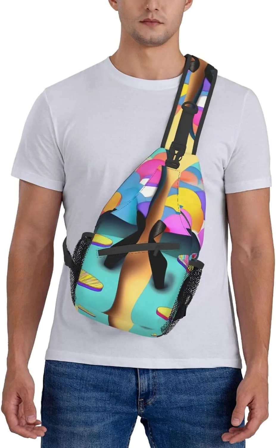 Funny Tennis Racquets And Tennis Balls Unisex Crossbody Backpack Travel Hiking Casual Chest Bags Lightweight Fashion