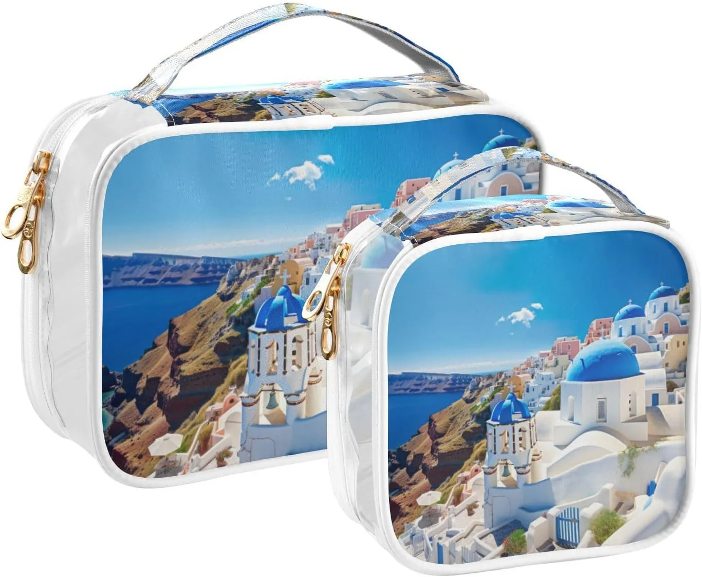 GAIGEO Buildings with a Blue Dome Clear Toiletry Bag Set, Clear Travel Makeup Bag, Clear Cosmetic Bags for Women, 2 Pack