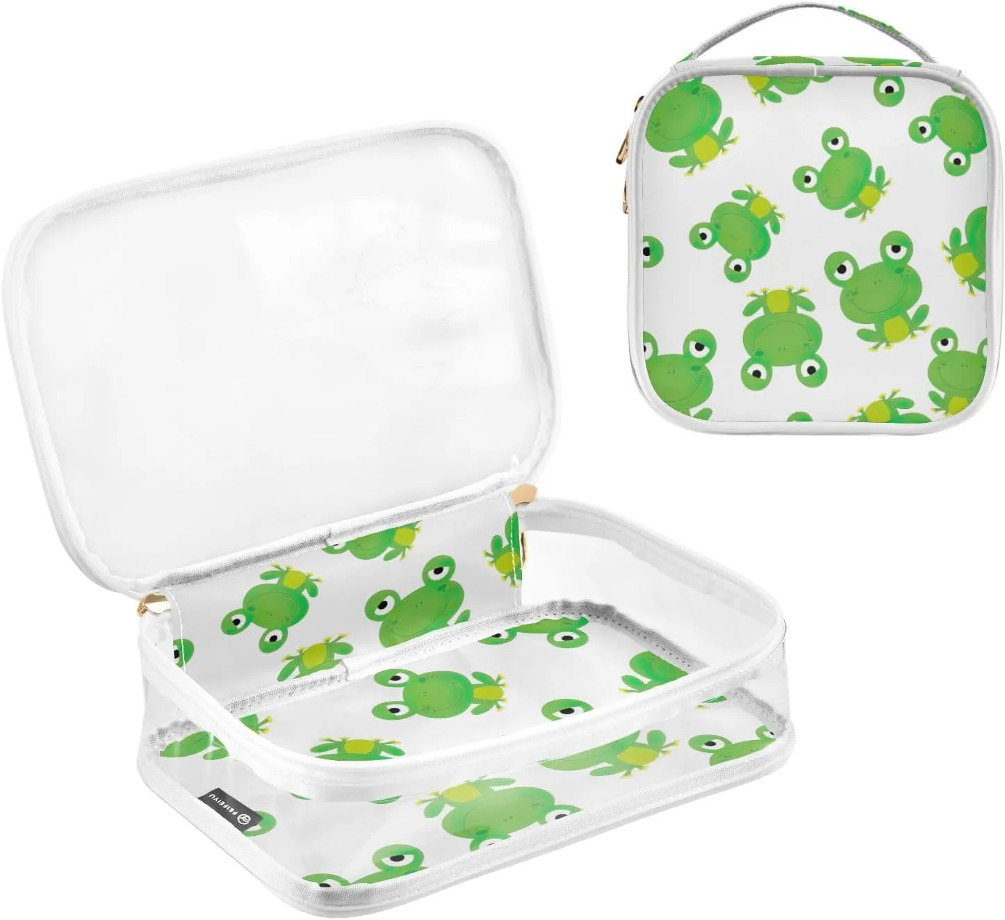 GAIGEO Cute Frog 2 Pack Travel Transparent Bag, Travel Size Toiletry Bag, Toiletry Bag for Travel