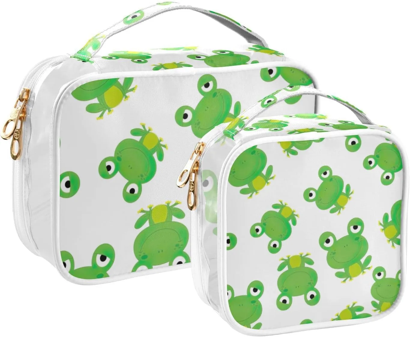 GAIGEO Cute Frog 2 Pack Travel Transparent Bag, Travel Size Toiletry Bag, Toiletry Bag for Travel