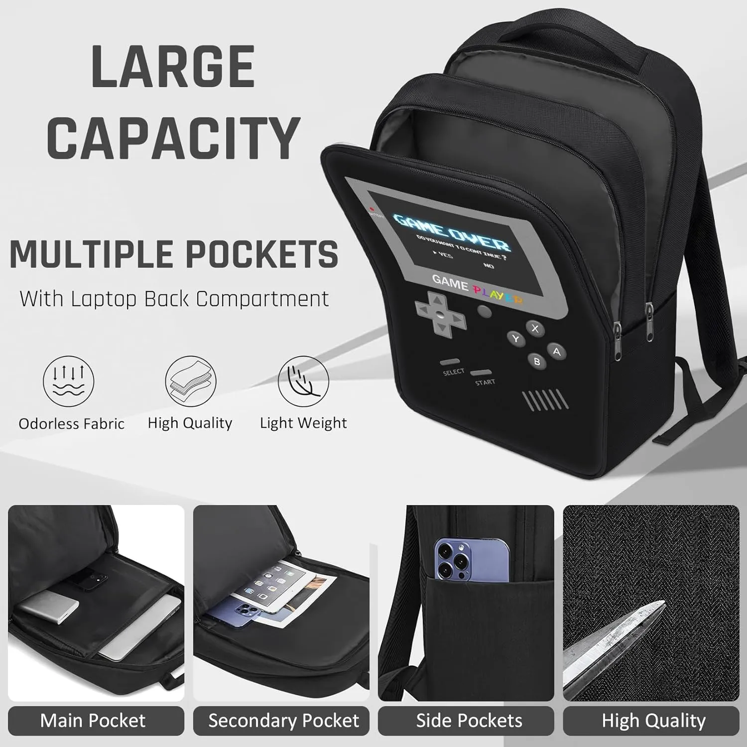 Gamer Backpack for Boys,School Boys Backpack for Kids Children Teens Elementary Middle High School,17" Large Capacity Student Bookbag & Multifunctional Video Game Travel Bag
