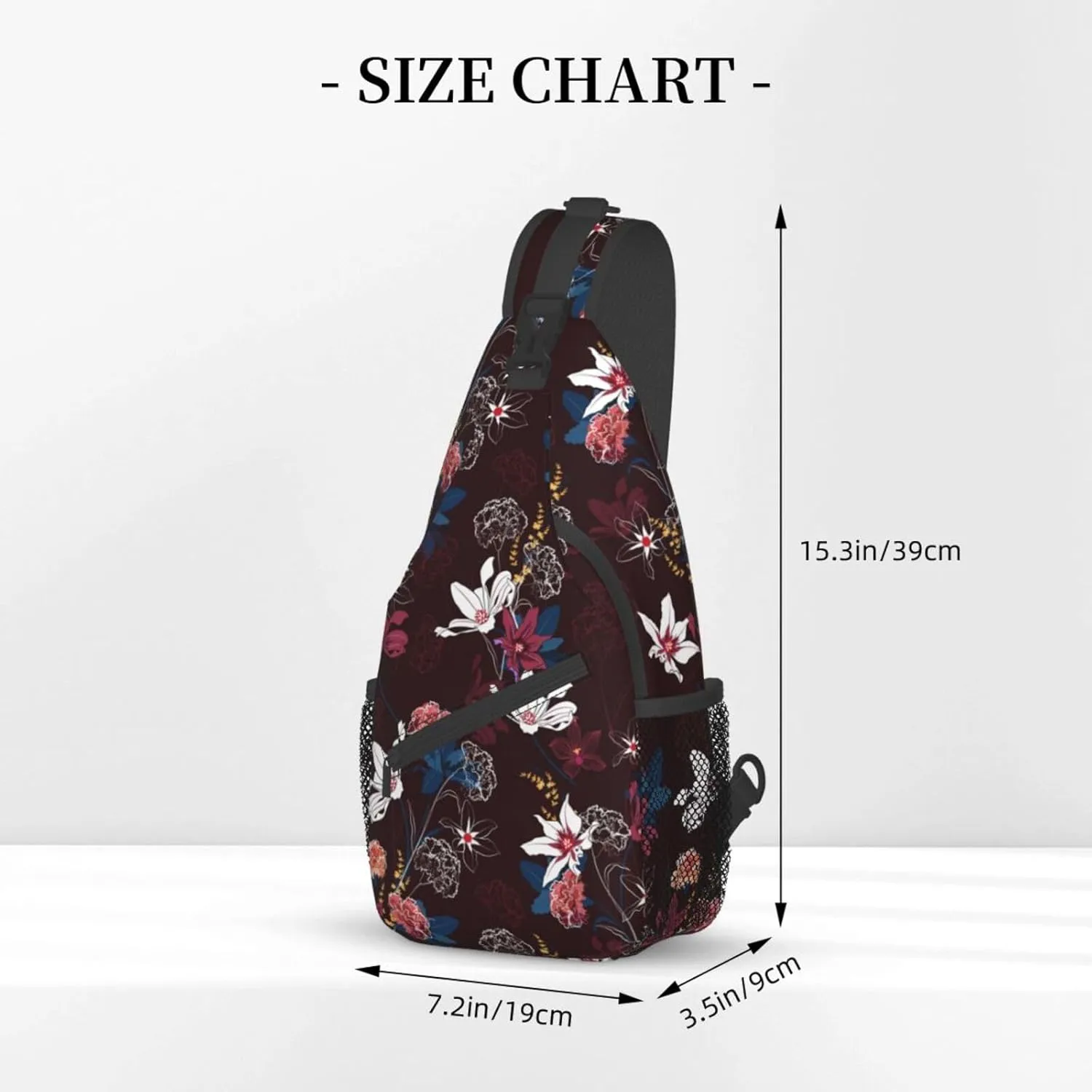 Garden Flowres Blossom Smoky Small Sling Bag for Men Women Crossbody Sling Backpack Cycling Hiking Daypack Shoulder Chest Bag with Adjustable Strap