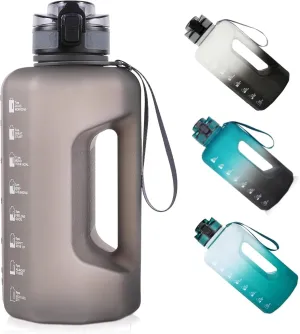GEMFUL 74oz Water Bottle with Handle Half Gallon BPA-Free Sports Jug for Gym Hiking Travel 2.2L Large Capacity Leak Proof Easy Carry (Grey no Straw)
