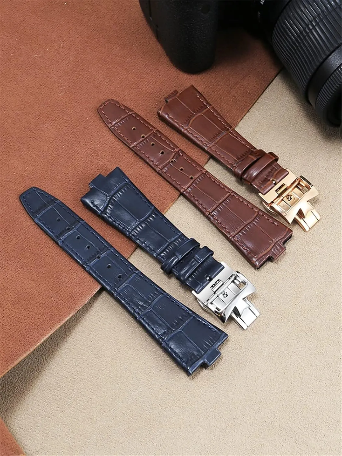 Genuine Leather Watchband For Vacheron Constantin OVERSEAS Series 4500V 5500V P47040 Stainless Steel Buckle 25 * 8 mm Men Watch Strap