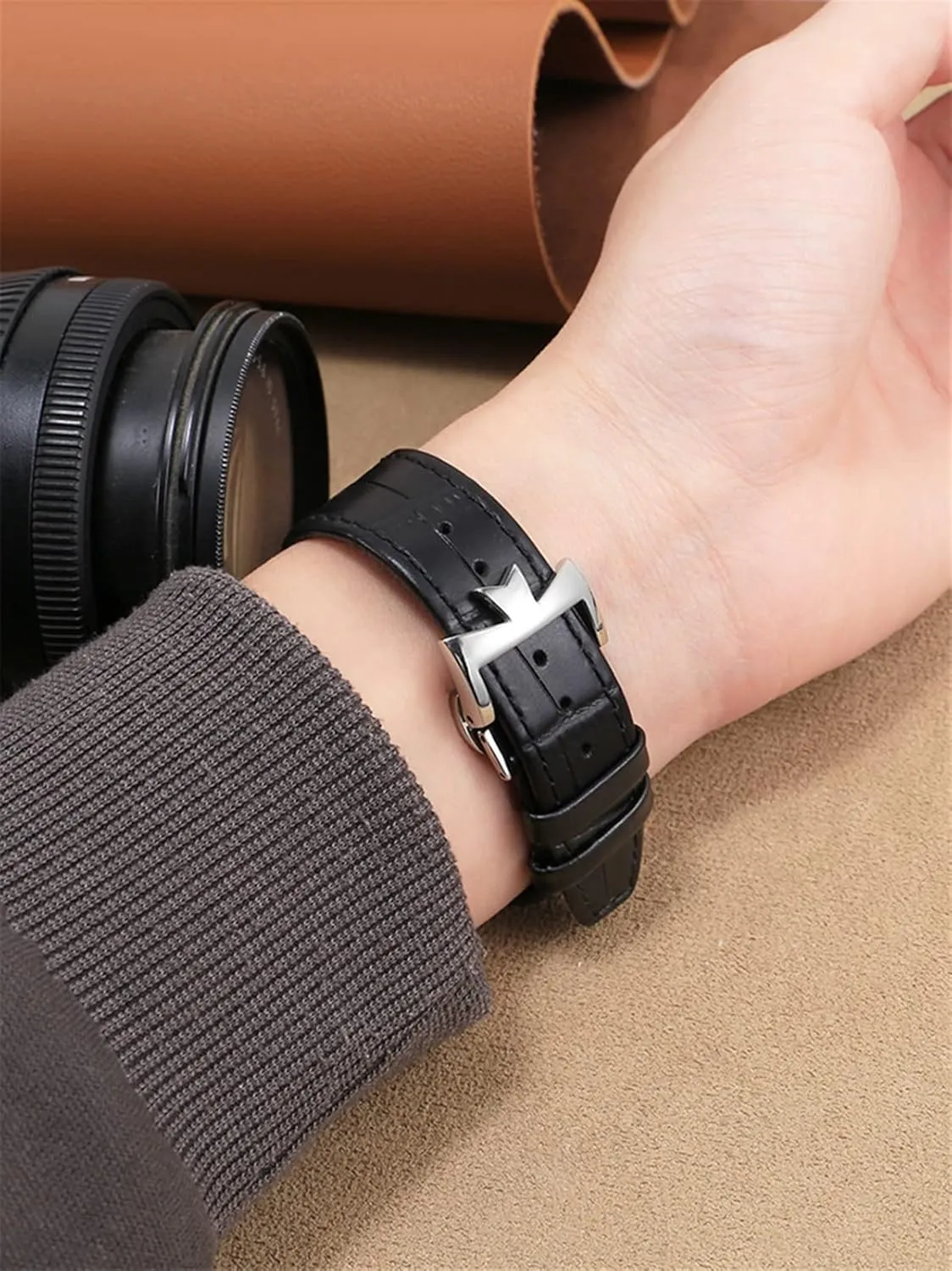 Genuine Leather Watchband For Vacheron Constantin OVERSEAS Series 4500V 5500V P47040 Stainless Steel Buckle 25 * 8 mm Men Watch Strap