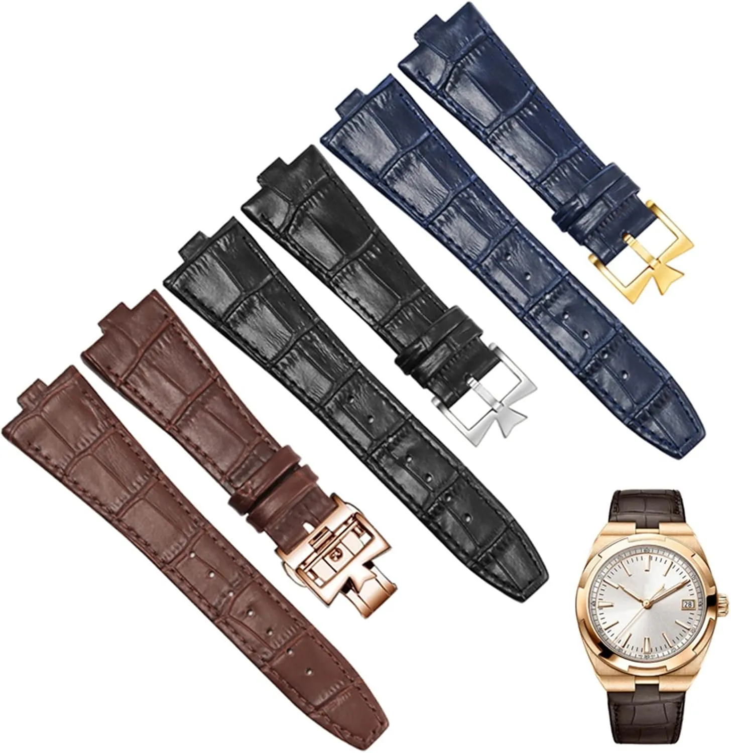 Genuine Leather Watchband For Vacheron Constantin OVERSEAS Series 4500V 5500V P47040 Stainless Steel Buckle 25 * 8 mm Men Watch Strap