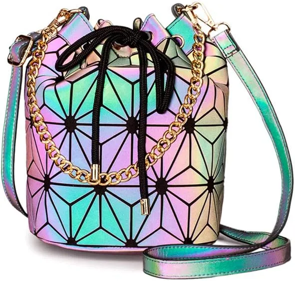 Geometric Luminous Purses Handbags Holographic Crossbody Shoulder Bag