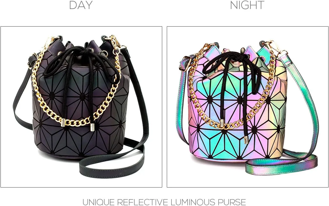 Geometric Luminous Purses Handbags Holographic Crossbody Shoulder Bag