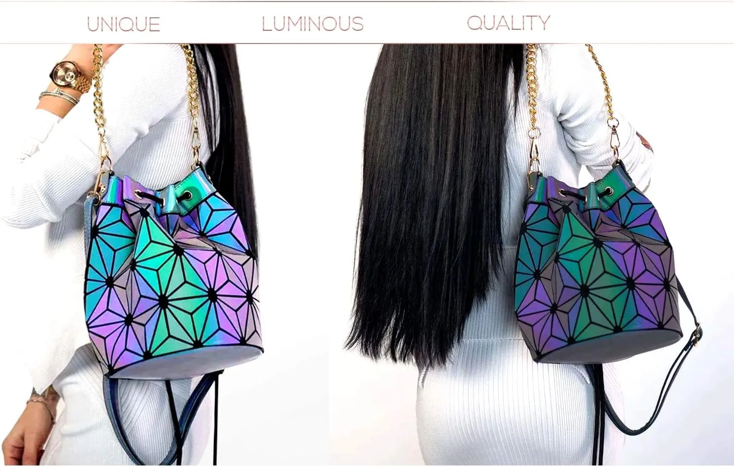 Geometric Luminous Purses Handbags Holographic Crossbody Shoulder Bag