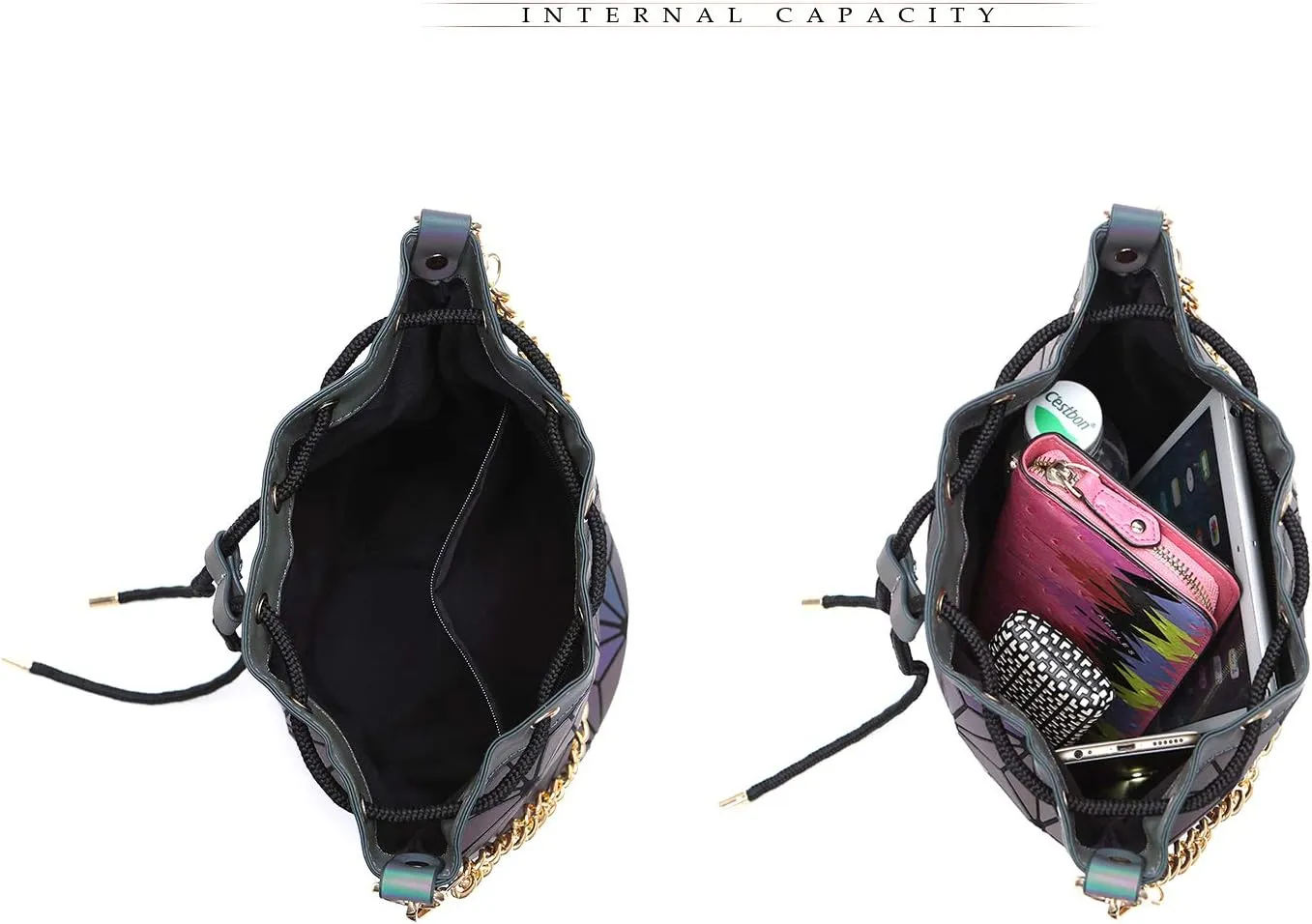 Geometric Luminous Purses Handbags Holographic Crossbody Shoulder Bag