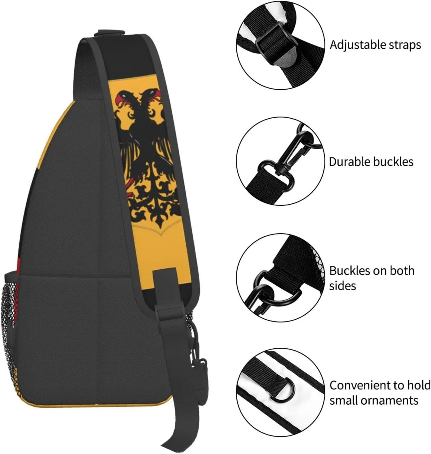 German Flag Hiking Daypacks Cross-body Sling Backpack for Men Women Outdoor Cycling Hiking Travel