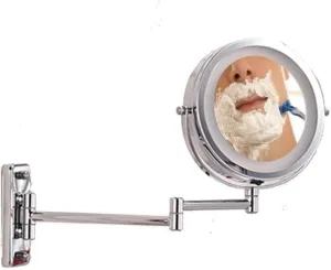 Gerrit Bathroom Vanity Mirrors Makeup Mirror LED Makeup Mirror with Suction Base,Handheld Mirors 360 Degree Swivel Travel Mirrors
