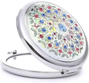 Gerrit Makeup Mirror, Portable Mirror Crystal Diamond Folding Portable Small Mirror Valentine's Day