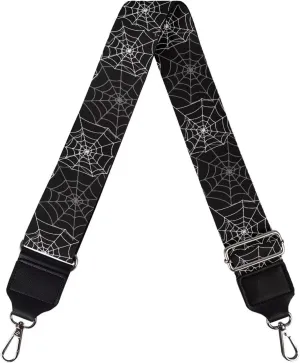 GIFTPUZZ Halloween Purse Strap Spider Web Replacement Crossbody Strap for Woman Bag Black Adjustable Wide Strap for Shoulder Bag Handbag
