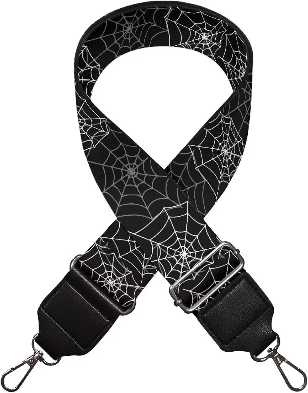 GIFTPUZZ Halloween Purse Strap Spider Web Replacement Crossbody Strap for Woman Bag Black Adjustable Wide Strap for Shoulder Bag Handbag