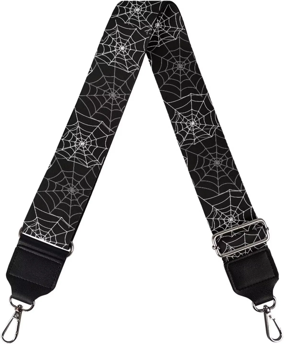 GIFTPUZZ Halloween Purse Strap Spider Web Replacement Crossbody Strap for Woman Bag Black Adjustable Wide Strap for Shoulder Bag Handbag