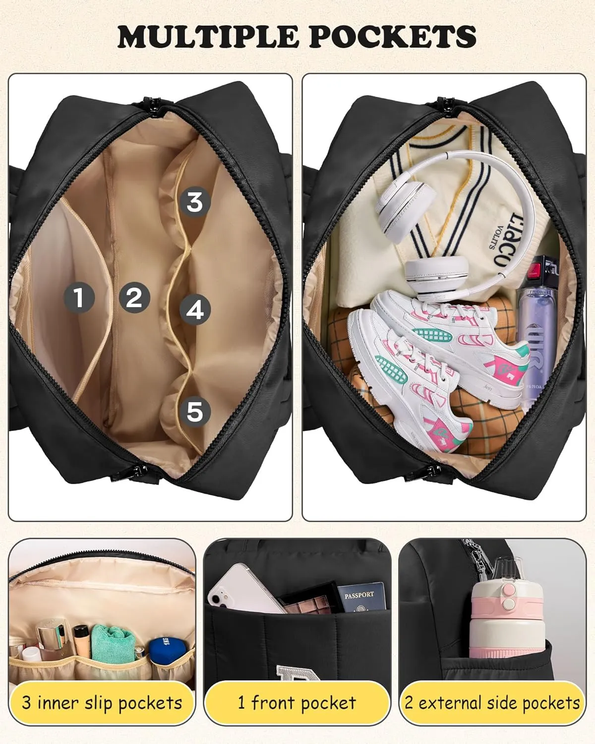 Gifts for Women 20s Bridal Shower Gifts, Initial Woman Duffel Bag, Personalized Weekender Bag, Monogram Overnight Bag for Women, Kids Travel Bag with Makeup Bag, Granddaughter Gift (Letter S)