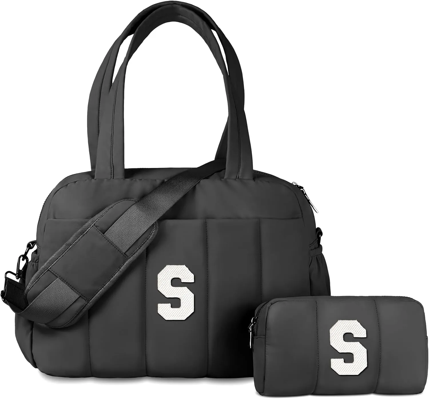 Gifts for Women 20s Bridal Shower Gifts, Initial Woman Duffel Bag, Personalized Weekender Bag, Monogram Overnight Bag for Women, Kids Travel Bag with Makeup Bag, Granddaughter Gift (Letter S)
