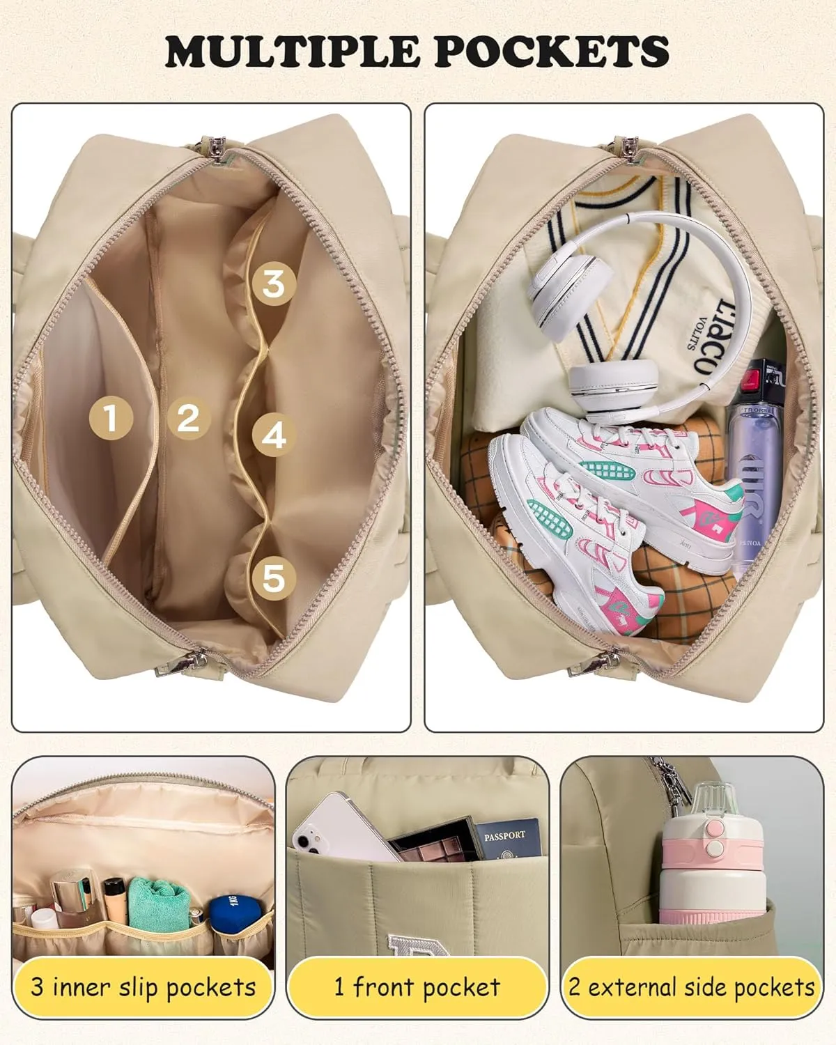 Gifts for Women 20s, Initial Duffel Bag, Personalized Weekender Bag, Monogram Overnight Bag for Women, Travel Bag with Makeup Bag, Granddaughter Sister Kids Gift for Travel (Letter S)