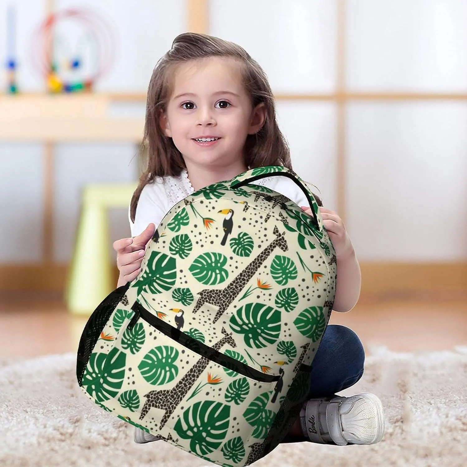 Giraffe Backpack for Kids Girls Boys School, 16 Inches Cute Giraffes Theme Bookbag, Adjustable, Lightweight, Large Capacity, Colorful Daily Casual Backpacks