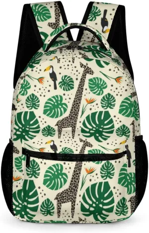 Giraffe Backpack for Kids Girls Boys School, 16 Inches Cute Giraffes Theme Bookbag, Adjustable, Lightweight, Large Capacity, Colorful Daily Casual Backpacks