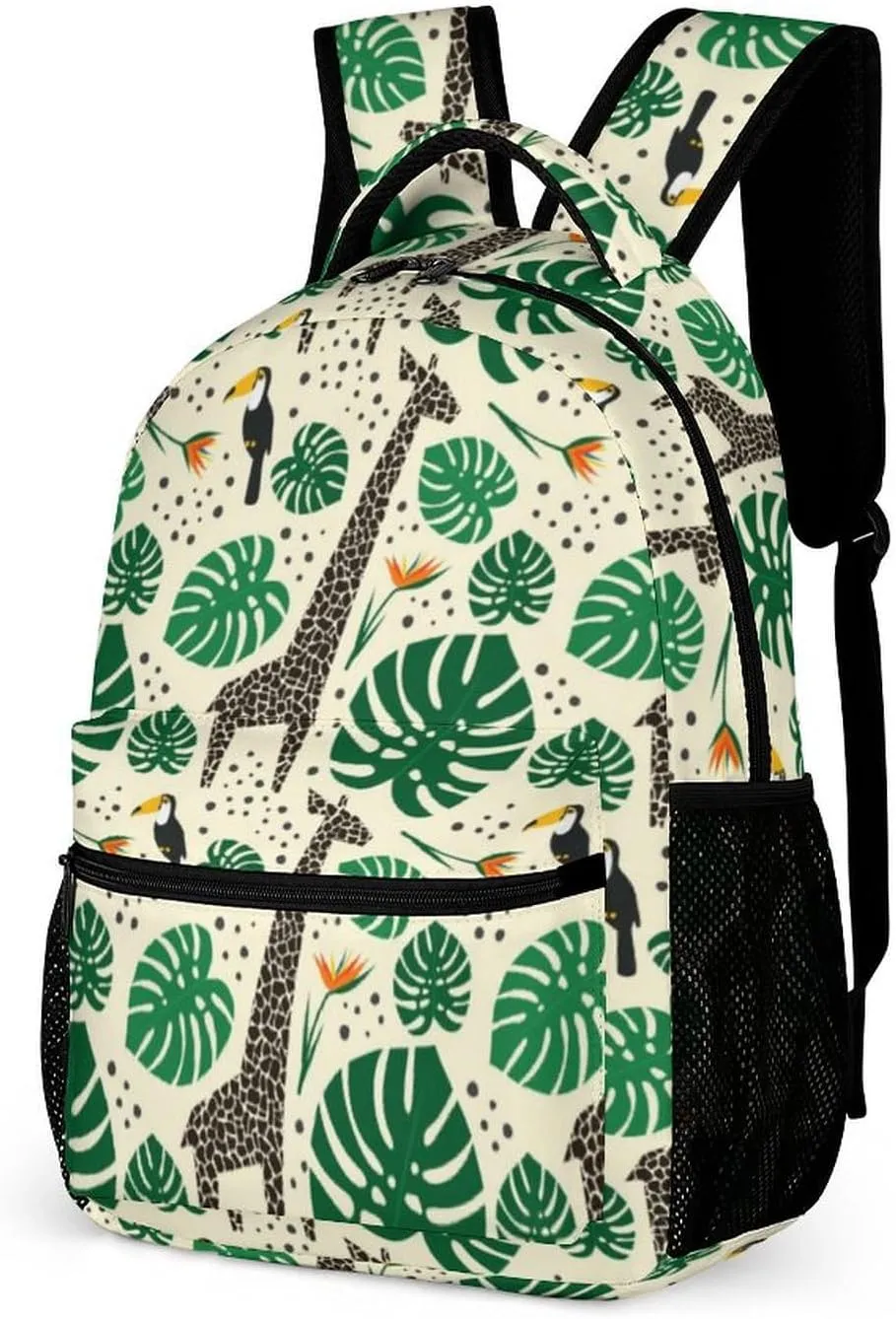Giraffe Backpack for Kids Girls Boys School, 16 Inches Cute Giraffes Theme Bookbag, Adjustable, Lightweight, Large Capacity, Colorful Daily Casual Backpacks