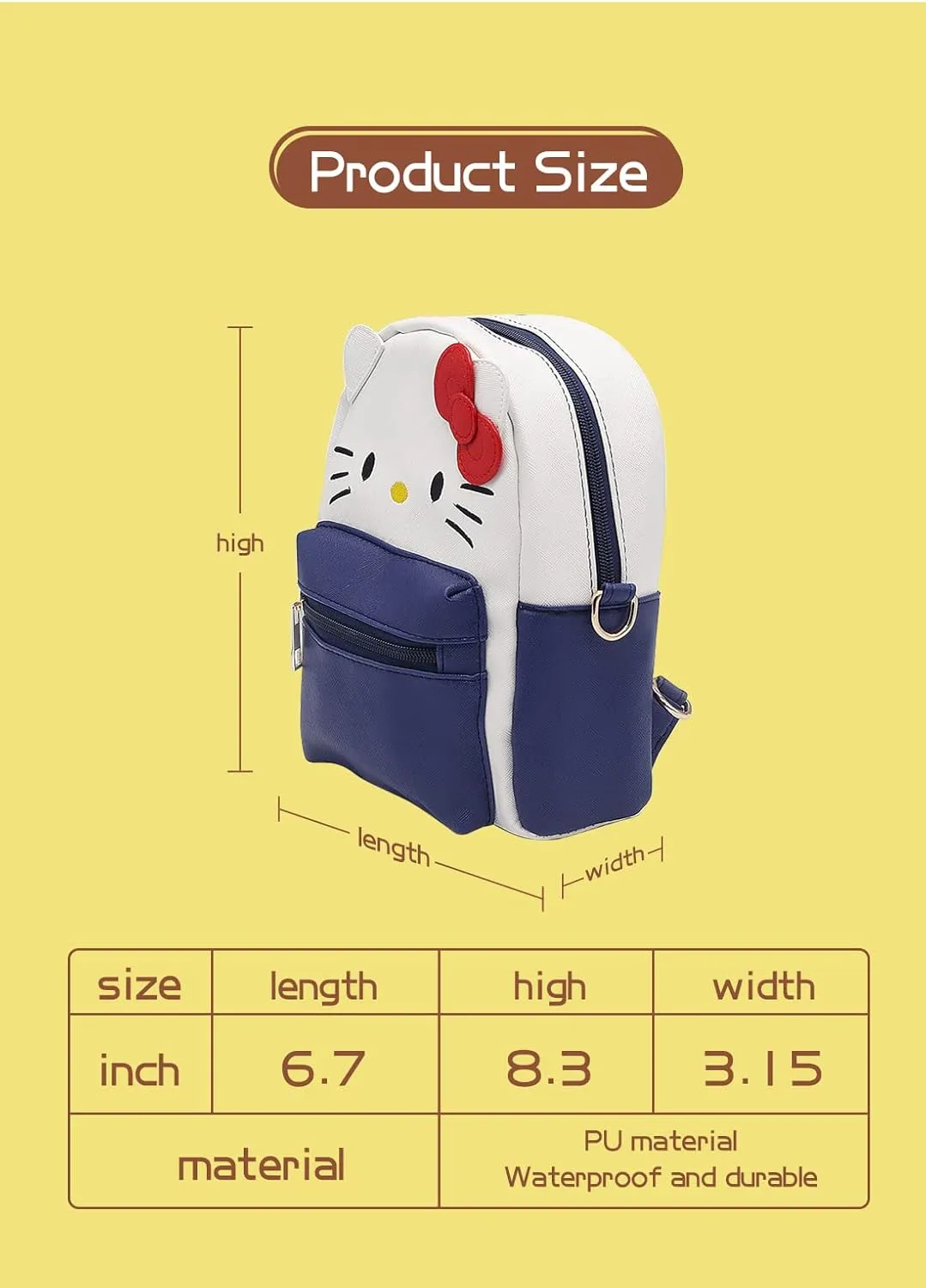 Girls Anime Kawaii Mini Backpack   Keychain Anime Cosplay Back Pack Cute Doll Handbag Shoulder Bag(Navy Blue)
