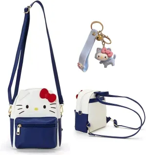 Girls Anime Kawaii Mini Backpack   Keychain Anime Cosplay Back Pack Cute Doll Handbag Shoulder Bag(Navy Blue)
