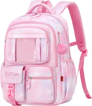 Girls backpack,Kids Backpack for Girl,Cute Elementary Bookbag Waterproof Large Capacity School Bag Backpacks for Girls (Pink)