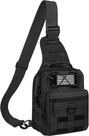 GMAK Tactical Sling Bag for Men, Small Tactical Shoulder Bag Backpack, Outdoor Military Rover Bags Travel Hiking Daypacks, Tactical EDC Crossbody Chest Bag Pack for Hiking, Cycling, Hunting, Black